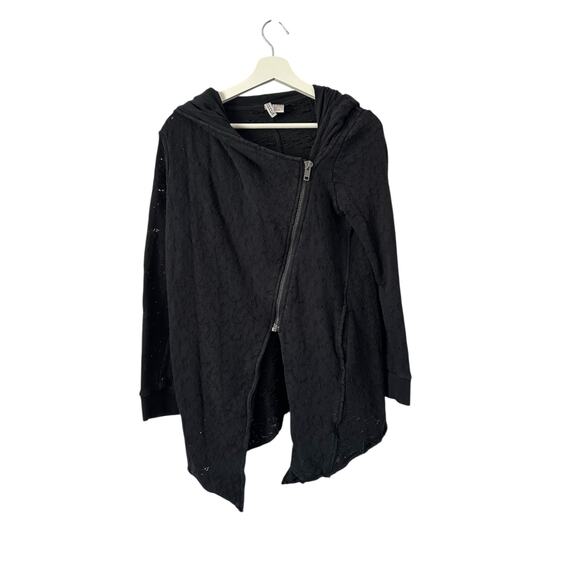 H&M Black Hooded Cardigan with Distressing size Small - Picture 1 of 11